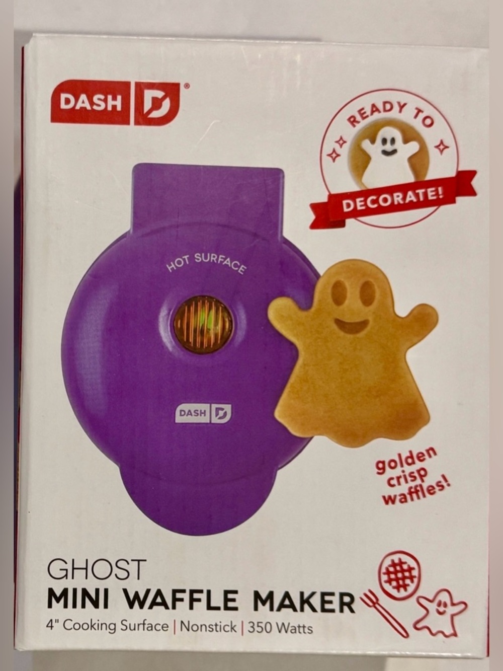 Dash Mini Waffle Maker Halloween Ghost Design Small Waffle Iron NEW